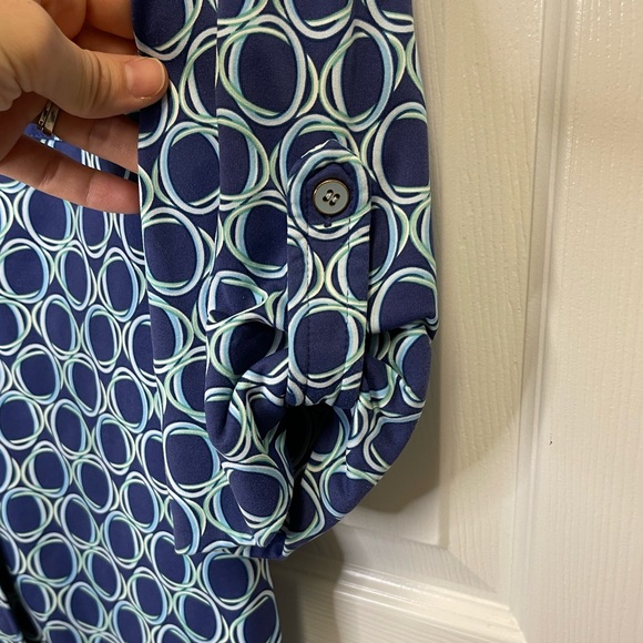 J. McLaughlin Blue Pattern Button Down - Picture 3 of 8